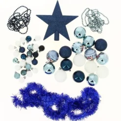 Boule De Noel Bleu Et Blanc En Kit X44 Pi Ces