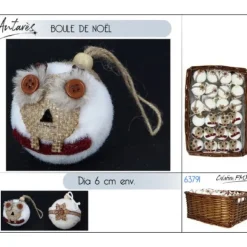 Boule De Noel Coton Et Jute