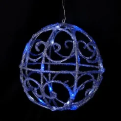 Boule De Noel Lumineuse Acrylique 3D Blanc Et Bleu
