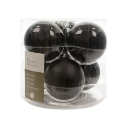 Boule De Noel Noire En Verre X 6 Pi Ces