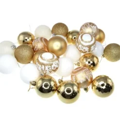 Boule De Noel Or Et Blanc 6Cm X 25 Pi Ces