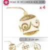 Boule De Noel Or Et Blanchex 4 Pi Ces