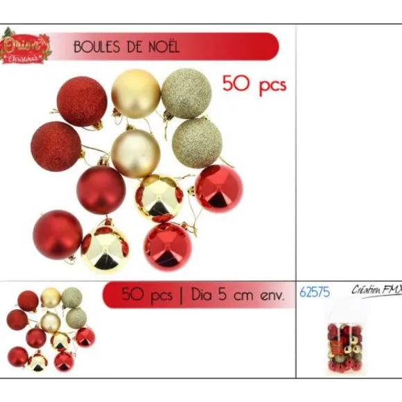 Boule De Noel Orion Or Et Rouge X 50 Pi Ces