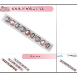 Boule De Noel Rose Tendance 9Pcs
