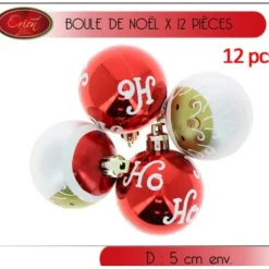 Boule De Noel Rouge Et Blanche X 12 Pi Ces