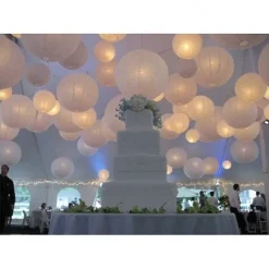 Boule En Papier Lampion Bleu Marine 50 Cm