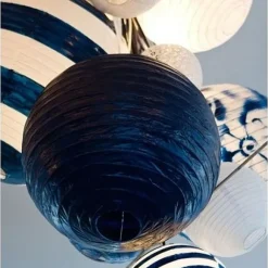 Boule En Papier Lampion Bleu Marine 50 Cm