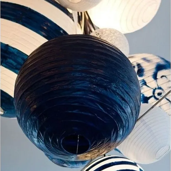 Boule En Papier Lampion Bleu Marine 50 Cm