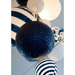 Boule En Papier Lampion Bleu Marine 50 Cm