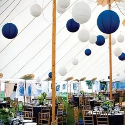 Boule En Papier Lampion Bleu Marine 30 Cm X 2 Pi Ces