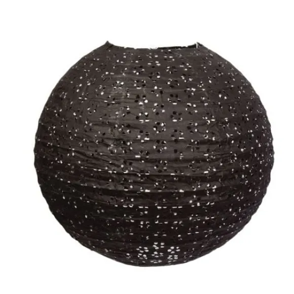 Boule En Papier Lampion Noire Dentell 35 Cm