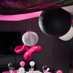 Boule En Papier Lampion Noir 30Cm X 2 Pi Ces