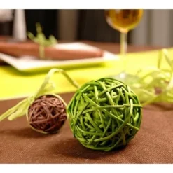 Boule En Rotin Noir X 10 Pi Ces