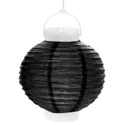Boule Japonaise Noir Lanterne Avec Led 20Cm