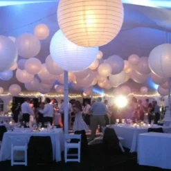 Boule Japonaise Noir Lanterne Avec Led 20Cm