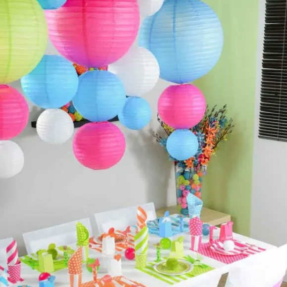 Boule Lampion En Papier 10Cm Blanc X2