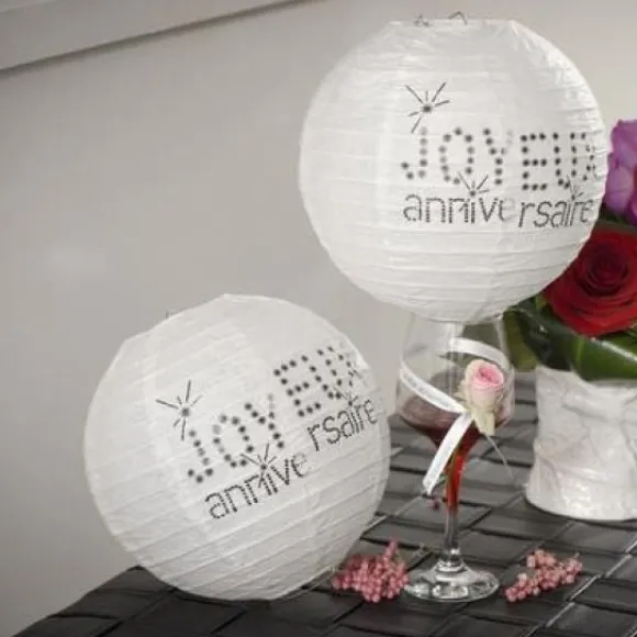 Boule Lanterne En Papier Joyeux Anniversaire X 2 Pi Ces