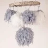 Boule Plume Grise 20 Cm