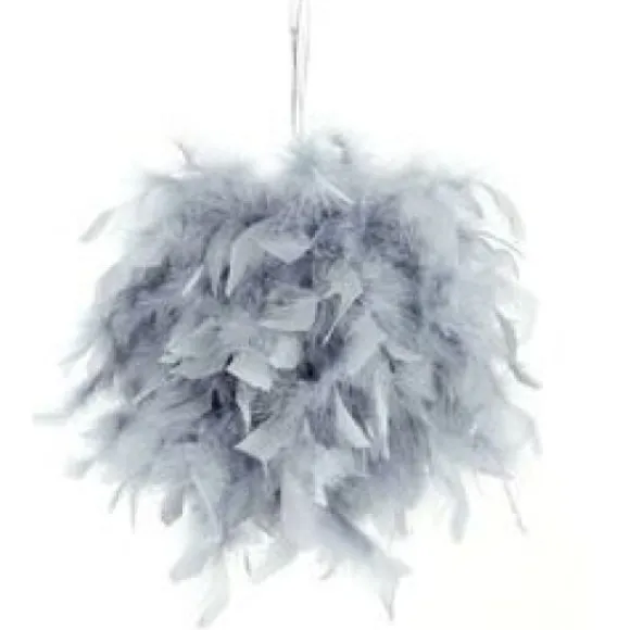 Boule Plume Grise 20 Cm