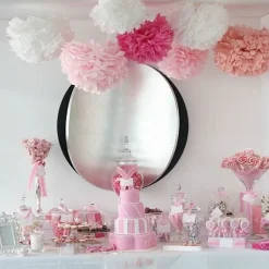 Boule Pompon Papier De Soie Bleu Marine 25Cm