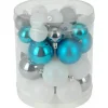 Boules De Noel Bleu/Argent/Blanc X40