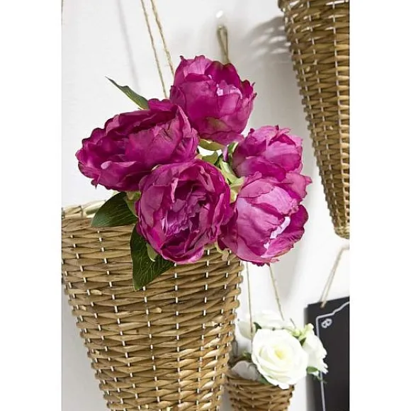 Bouquet De 5 Pivoines Blanche Avec Raphia