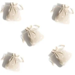 Bourse Drag Es En Lin Avec Coeurs Blancs X 5 Pi Ces