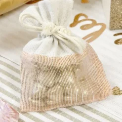 Bourse Drag Es En Toile Et Tissu Rose Gold X 4 Pi Ces