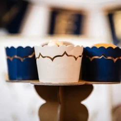 Cakes Cup Bleu Marine Liser Or X 20