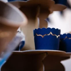 Cakes Cup Bleu Marine Liser Or X 20