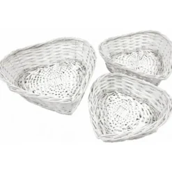 Centre De Table 3 Coeurs En Osier Blanc