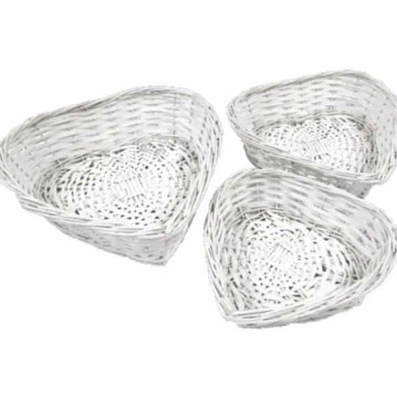 Centre De Table 3 Coeurs En Osier Blanc