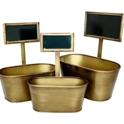 Centre De Table 3 Pots En M Tal Laiton Avec Ardoise