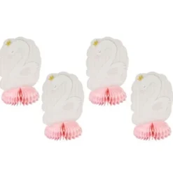 Centre De Table Baby Shower Cygne Rose X 4 Pi Ces