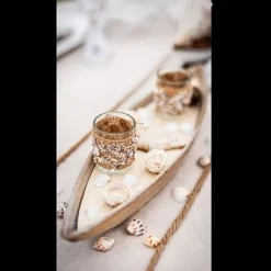 Centre De Table Bateau Avec Bougeoirs Et Coquillages
