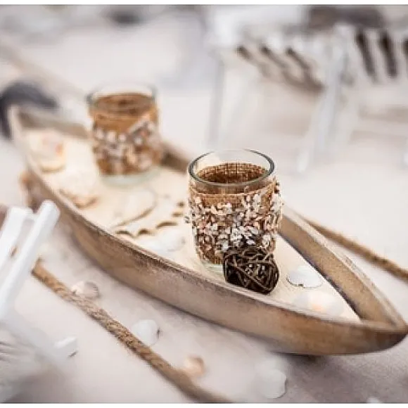 Centre De Table Bateau Avec Bougeoirs Et Coquillages