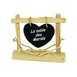Centre De Table Bois Avec Coeur Ardoise