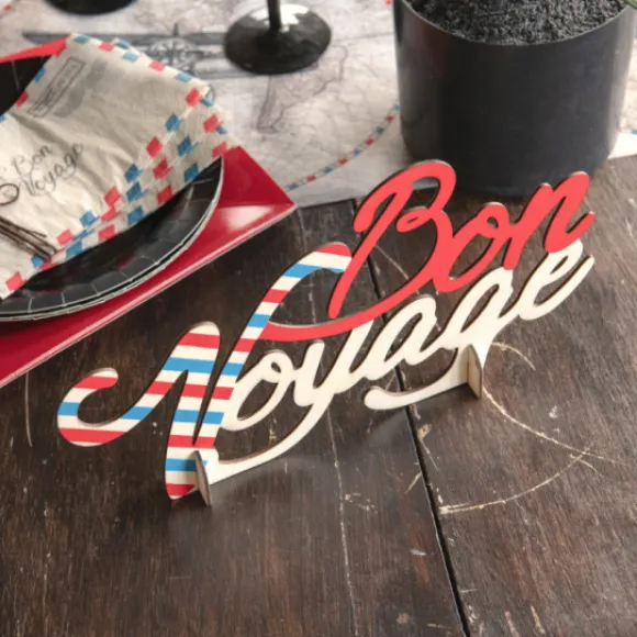 Centre De Table Bon Voyage En Bois 30 Cm