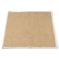 Centre De Table Jute Carr 50Cm Bord Dentelle