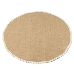 Centre De Table Jute Rond 50Cm Bord Dentelle