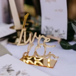 Centre De Table Mot Livre D'Or Or En Plexi