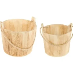 Centre De Table Seau En Bois Naturel X 2 Pi Ces