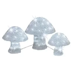 Champignons Lumineux Acrylique Blanc X 3