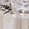 Chemin De Table Bapt Me Mousseline Blanc Liser Vegetal Or