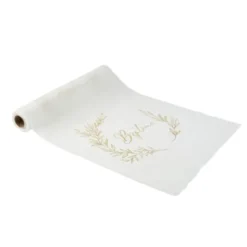Chemin De Table Bapt Me Mousseline Blanc Liser Vegetal Or
