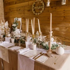 Chemin De Table Communion Mousseline Blanc Liser Vegetal Or