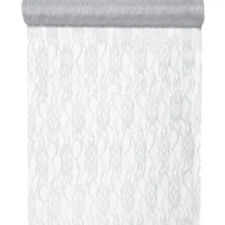 Chemin De Table Dentelle Lurex Argent