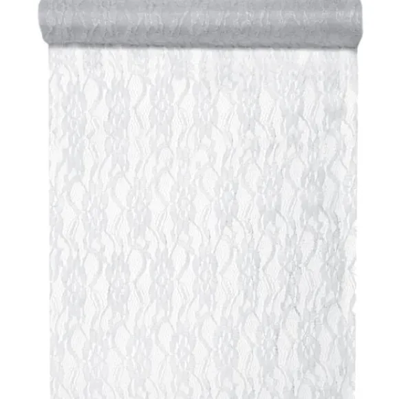 Chemin De Table Dentelle Lurex Argent