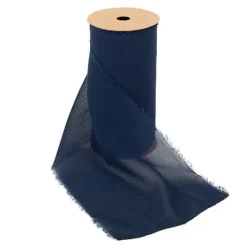 Chemin De Table Effiloch Mousseline Bleu Marine