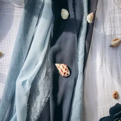 Chemin De Table Effiloch Mousseline Bleu Marine